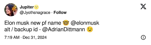 Musk'ın alt/yedek kimliğinin ise @AdrianDittmann olduğu iddia edildi! 👇