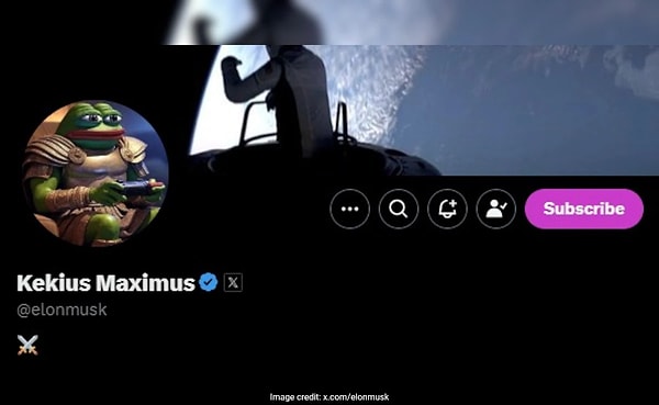 On Tuesday, Musk updated his X profile name to "Kekius Maximus" and his profile picture to a popular "Pepe the Frog" character dressed in gladiator-like armor.