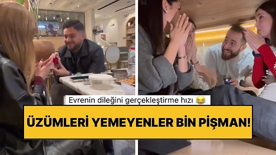 Evrenden Beklediğimiz Performans: Yılbaşı Gecesi 12 Üzüm Ritüelini Yapanların Evlilik Teklifi Aldığı Anlar