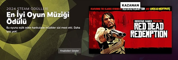 En iyi müzik ödülü ise Red Dead Redemption'a gitti.