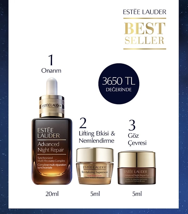 6. Estee Lauder Advanced Night Repair Serum 20ML + Göz Kremi 5ml + Revitalizing Supreme Krem 5ml Cilt Bakım Seti