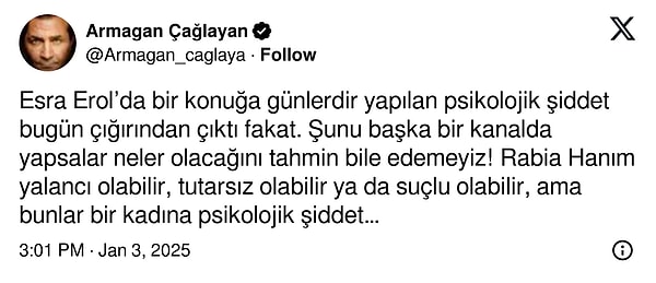 İşte Armağan Çağlayan'ın o paylaşımı: