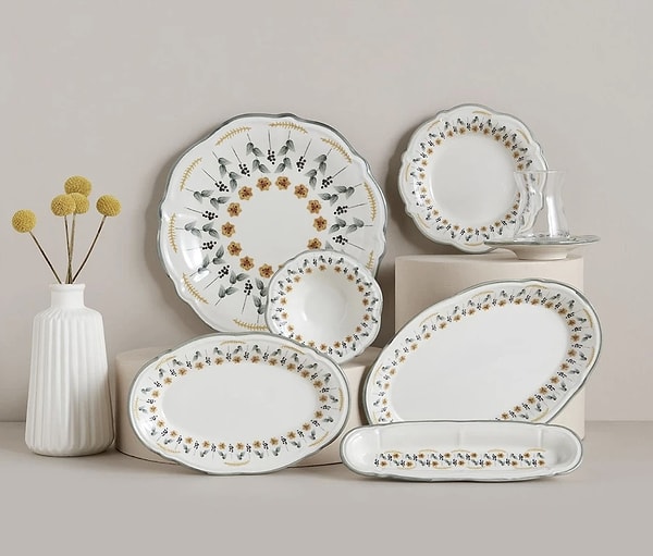 1. Bella Maison Adelina Stoneware 26 Parça 6 Kişilik Kahvaltı Takımı Yeşil