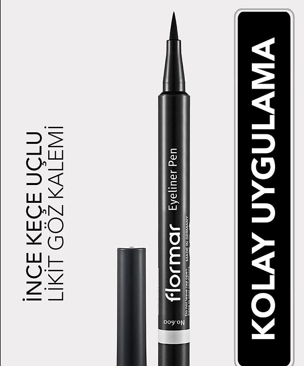 10. Flormar Yarı Mat Bitişli Eyeliner (SİYAH) - Eyeliner Pen - 001 Black