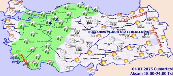 Kuzeydoğu kesimlerinde sıcaklık 3 ila 5 derece altında olacak. Diğer yerlerde önemli bir değişiklik olmayacağı tahmin ediliyor.