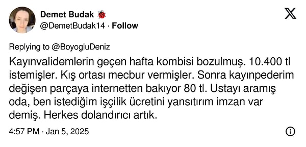 Özellikle parça fiyatı adı altında çok büyük fırsatçılıklar yapılıyor.