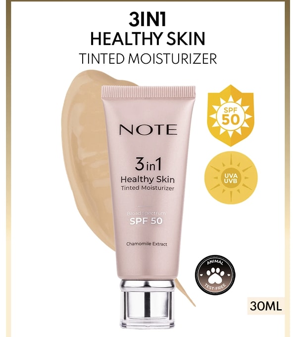 10. Note 3 in 1 Healthy Skin Tinted Moisturizer 50 SPF Renk Ton Eşitleyici Aydınlatıcı Krem