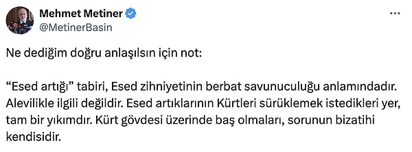 "Esed artığı" ifadesi için şunları kullandı.