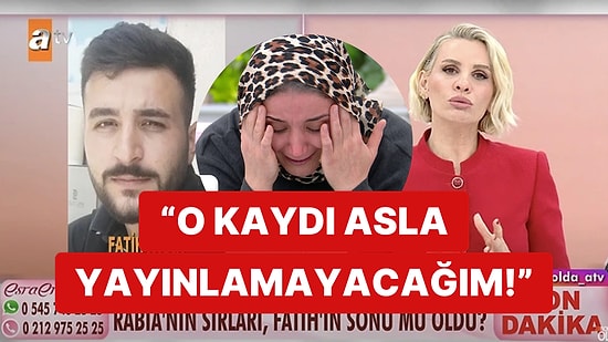 "O Kaydı Asla Yayınlamayacağım!": Esra Erol'un Yayınları İhbar Kabul Edildi!