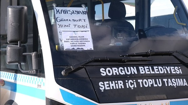 Yozgat’ın Sorgun ilçesinin MHP’li Belediye Başkanı Mustafa Erkut Ekinci, ilçede 2 gün boyunca gassaller için ücretsiz toplu taşıma olacağını duyurdu.