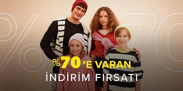 Defacto Kadın, Erkek ve Çocuk Giyim Ürünlerinde %70'e Varan İndirim