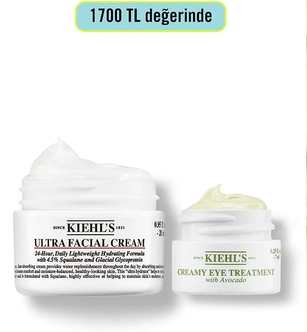 14. Kiehl's Ultra Facial Cream & Avokadolu Göz Kremi Favori Nem İkilisi Seti