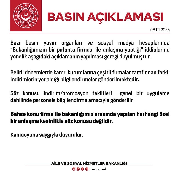 Bakanlığın açıklaması 👇