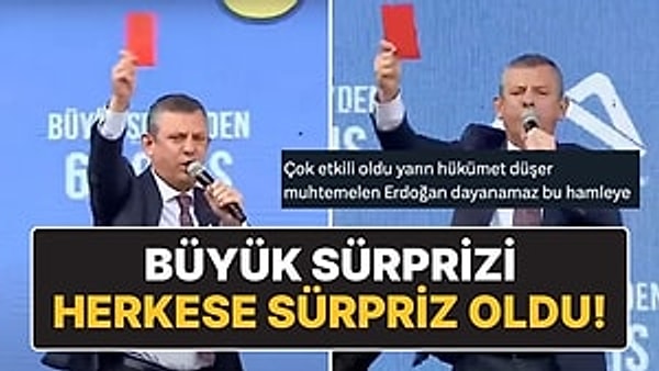 CHP Genel Başkanı Özgür Özel, büyük sürprizini açıkladı. Gün içerisinde 'büyük sürpriz' açıklayacağını açıklayan CHP lideri, iktidara kırmızı kart gösterdi.