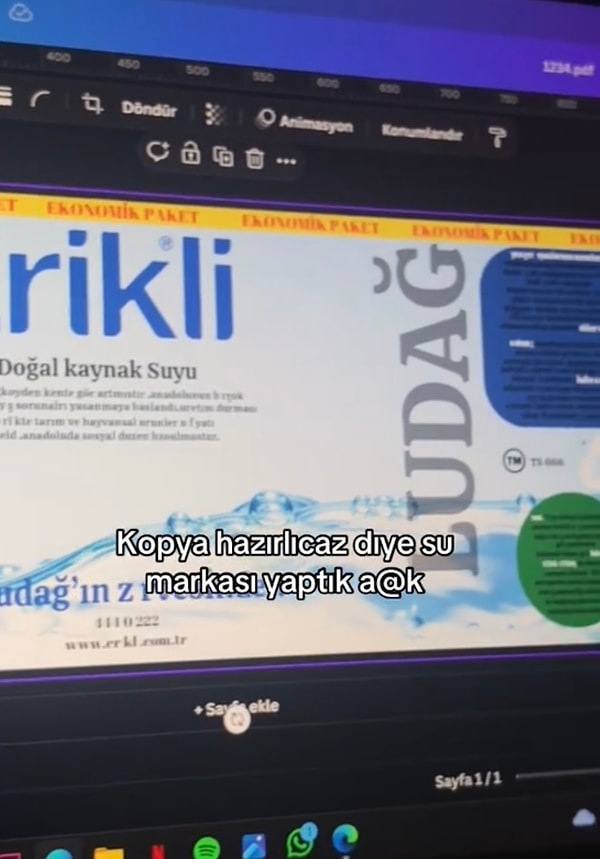 Tek tek uğraştıktan sonra bastırarak su şişesine yapıştırdığını dile getirdi.