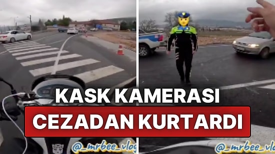 Trafik Polisi Tarafından Durdurulan Motosikletli Sürücü Kask Kamerası Sayesinde Cezadan Kurtuldu