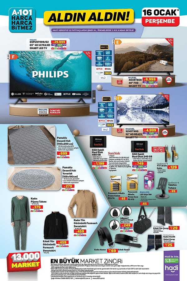 Philips 65" 4K Ultra HD Smart Led Tv 29.999 TL