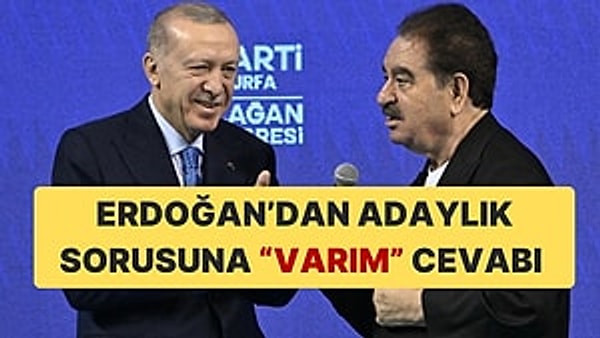 Cumhurbaşkanı ve AK Parti Genel Başkanı Recep Tayyip Erdoğan, AK Parti Şanlıurfa 8. Olağan İl Kongresi'nde önemli açıklamalarda bulundu. Erdoğan'ı sahneye "Sizi gördüğüm zaman dilim neden tutulur?" şarkısını söyleyerek İbrahim Tatlıses davet etti. Daha sonra sahnede konuşan ikili gündeme damga vuracak bir diyalog yaşadı. Tatlıses, Erdoğan'a "Önümüzdeki dönem aday mısınız?" dedi. Anayasal olarak adaylık şansı bulunmayan Erdoğan'dan Tatlıses'e olumlu yanıt geldi.