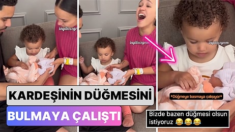 Yenidoğan Kardeşini Oyuncak Sanıp Düğmesine Basmaya Çalışan Miniğin Sevimli Anları