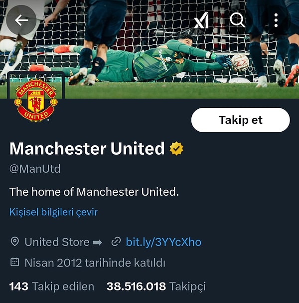 BONUS: Manchester United'ın X hesabının header'ında Altay Bayındur kurtarışı var