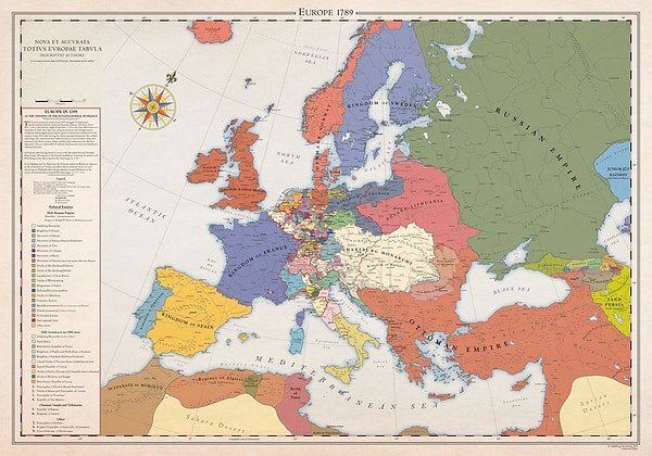 8. Fransız Devrimi'nden önce Avrupa haritası