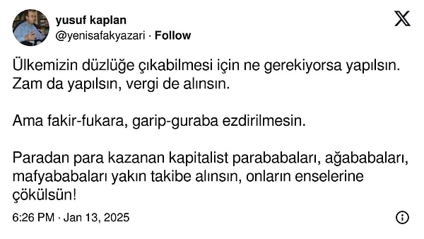 Yusuf Kaplan sonrasında diğer hesabından bir paylaşım daha yaptı 👇