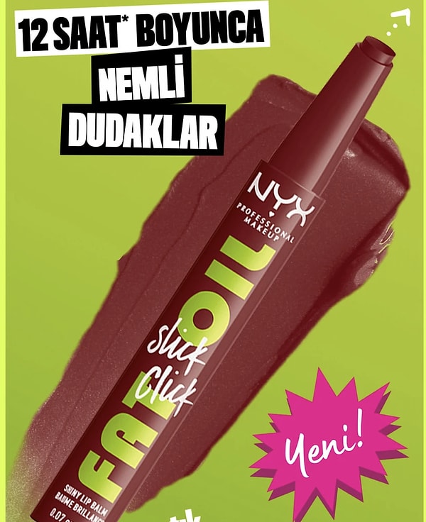 2. NYX Professional Makeup Fat Oil Slick Click Parlatıcı Nemlendirici Nude Tonlu Dudak Balmı - 11 In a Mood