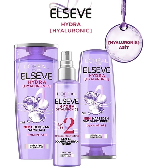 9. Elseve Hydra [hyaluronic] Neme Ihtiyaç Duyan Saçlar Için Bakım Seti - Şampuan & Saç Bakım Kremi & Serum