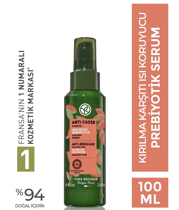 11. Yves Rocher Kırılma Karşıtı/Isı Koruyucu (Reparation) Prebiyotik Serum - Vegan-100 ml