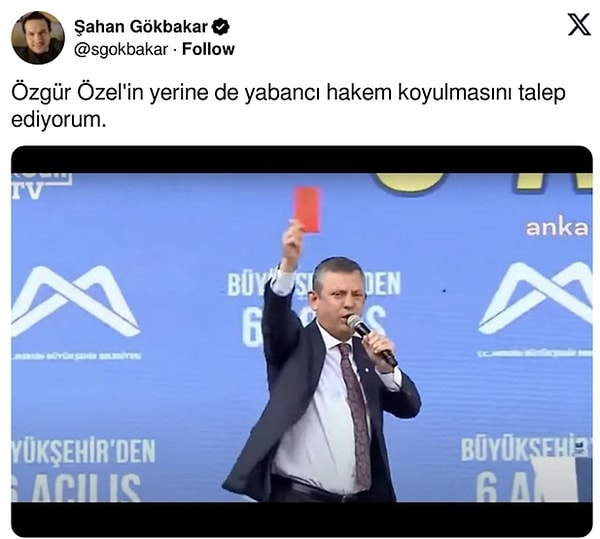 CHP lideri Özel'in kırmızı kart çıkışı muhalif çevre tarafından bile eleştirilmişti.