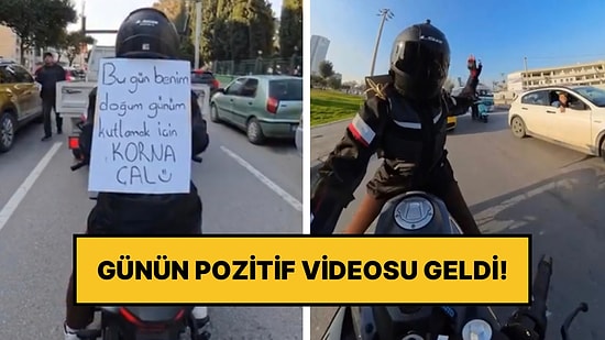 Sırtına Doğum Günü Olduğunu Yazan Motosikletli Trafikte Gülümseten Geri Dönüşler Aldı