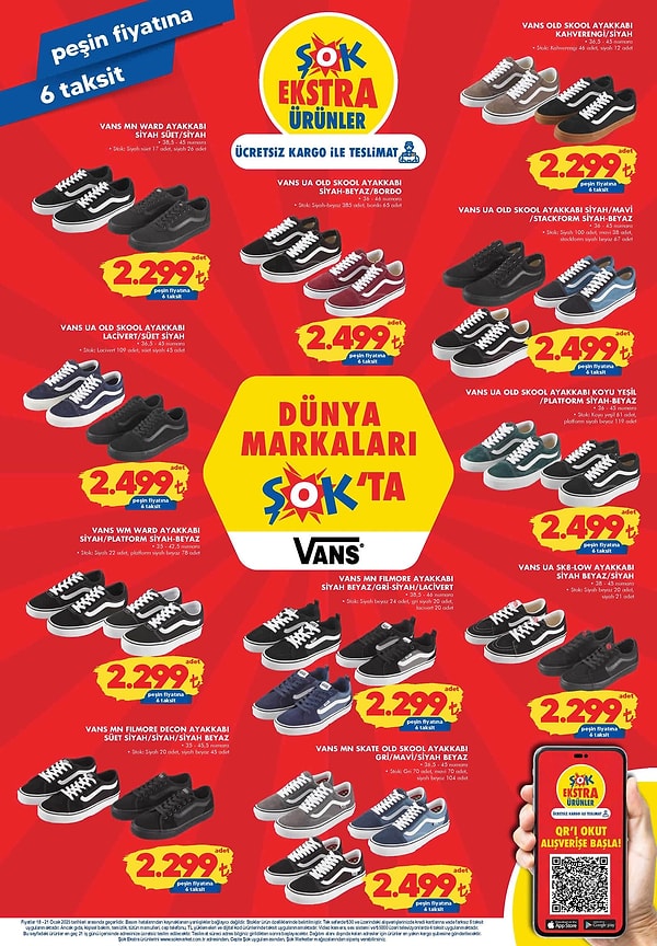 Vans ayakkabı çeşitleri