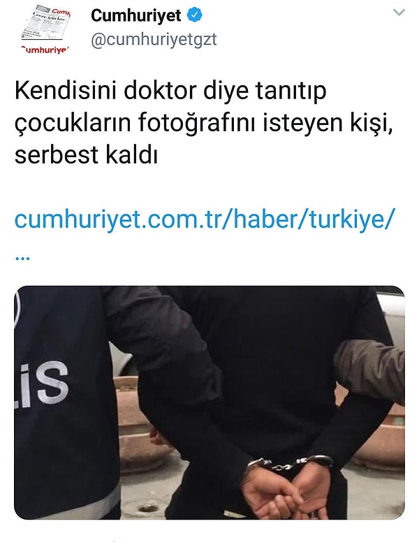 2018 yılında serbest bırakılan bu şahıs da açılan hashtag ardından tutuklanmıştı.