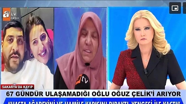 Müge Anlı'ya bugün bir anne konuk oldu. İki oğlu olan kadın, oğullarından birinin diğerinin karısı ile kaçtığını söyledi. Üstelik oğlu, ölüm döşeğindeki ağabeyinin karısını kaçırmıştı. Karısı ise hamileydi. Müge Anlı, anlatılanlara çok sinirlendi. Yengesi ile kaçan Oğuz'a "O senin yengen yengen!" diye seslendi.