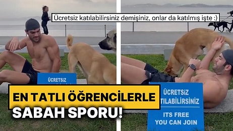 Her Gün Sahilde Spor Yapan Fitness Eğitmeninin Patili Öğrencileriyle İmtihanı Sizlere de Tebessüm Ettirecek!