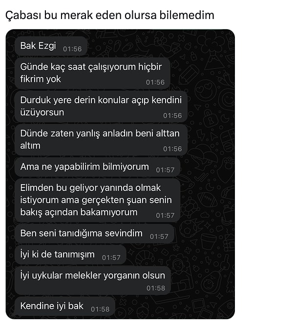 Çabaladığını iddia eden beyin son mesajı da şuydu.