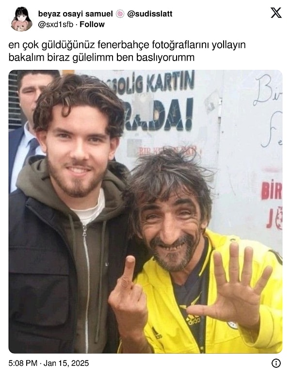 Ligin tartışma dolu ortamından biraz uzaklaşma zamanı. X'te bir kullanıcı, "en çok güldüğünüz Fenerbahçe fotoğrafını yollayın" dedi. Bakalım paylaşıma nasıl yanıtlar geldi?