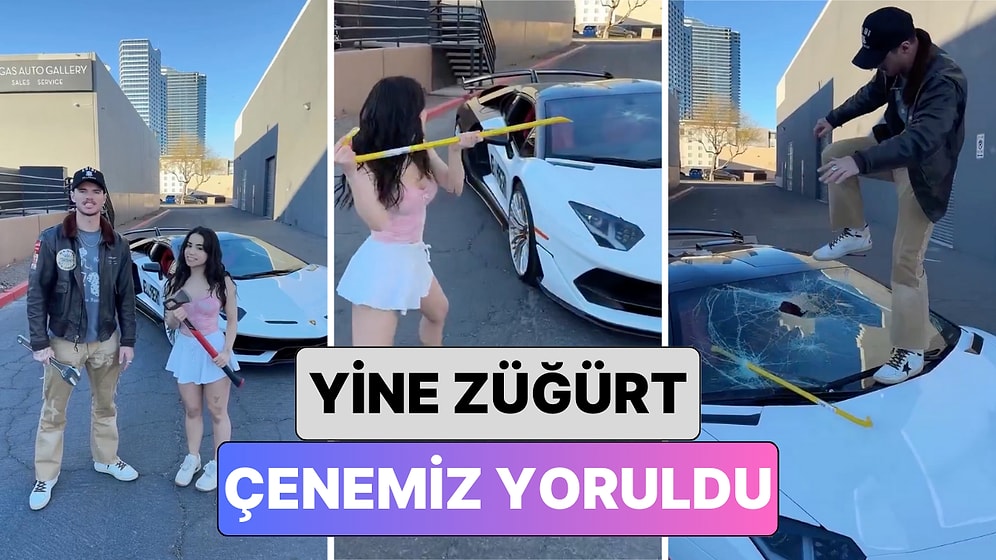 İki Sosyal Medya Fenomeni Farklı Cisimler Fırlatarak Lamborghini'nin Dayanıklılığını Test Etti