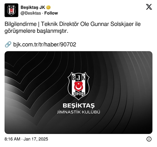 Yapılan açıklama, kulübün X hesabından da paylaşıldı👇