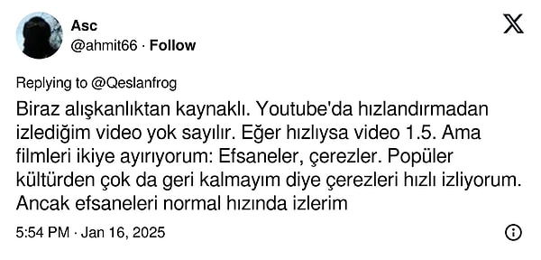 Siz filmleri hızlandırarak izlemek hakkında ne düşünüyorsunuz? Yorumlarda buluşalım...👇🏻