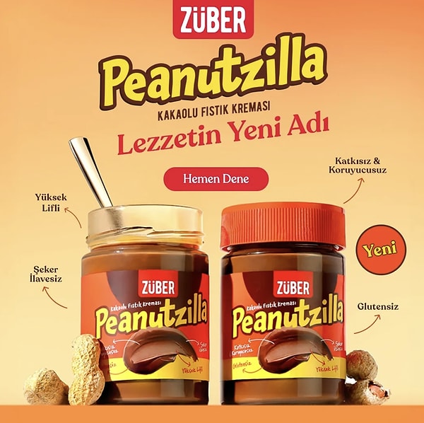 8. Züber Peanutzilla Kakaolu Fıstık Kreması 315 G