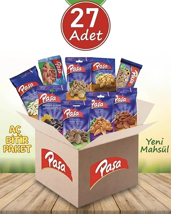 11. Paşa Kuruyemiş Lezzeti Keşfet Lüx Paket 990 gr - 27 Paket (NATUREL 1. KALİTE)