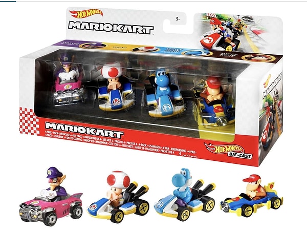 7. Hot Wheels Mario Kart Aracı 4'lü Paket