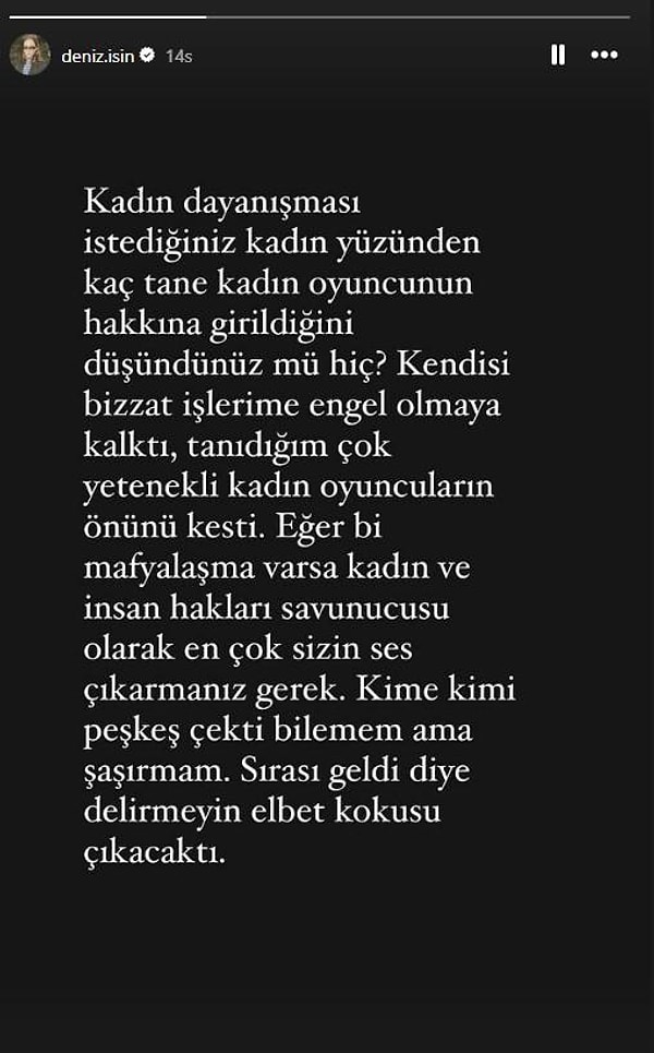 Ünlü oyuncu Deniz Işın da menajer Ayşe Barım hakkında söz konusu iddialarla ilgili olarak “Kendisi bizzat işlerime engel olmaya kalktı” demişti.