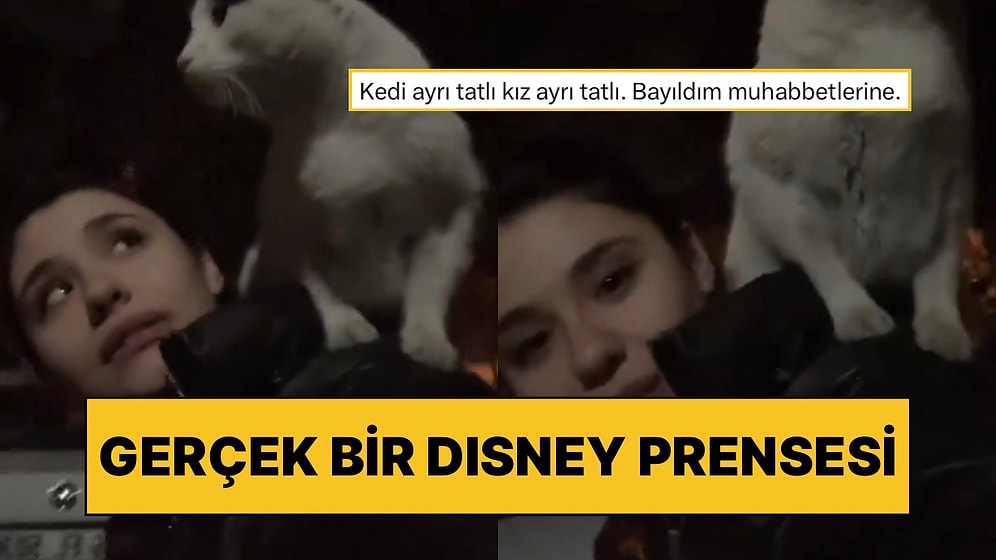 O Bir Disney Prensesi: Sokakta Sevdiği Kedi Omzuna Atlayınca Yola Birlikte Devam Ettiler