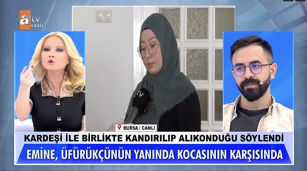 Gülsek mi, ağlasak mı bilemediğimiz olayda üfürükçü kadın ile ilgili savunuculuk yapmak için günlerdir haber alınamayan kadınlardan biri yayına bağlandı. Müge Anlı, yayına bağlanan Emine'nin açıklamaları karşısında çileden çıktı. Emine, Müge Anlı'dan hesap sordu ve eşini kötülükle suçladı.