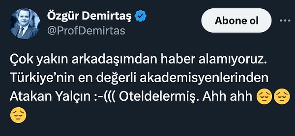 İşte Özgür Demirtaş'ın paylaşımı: