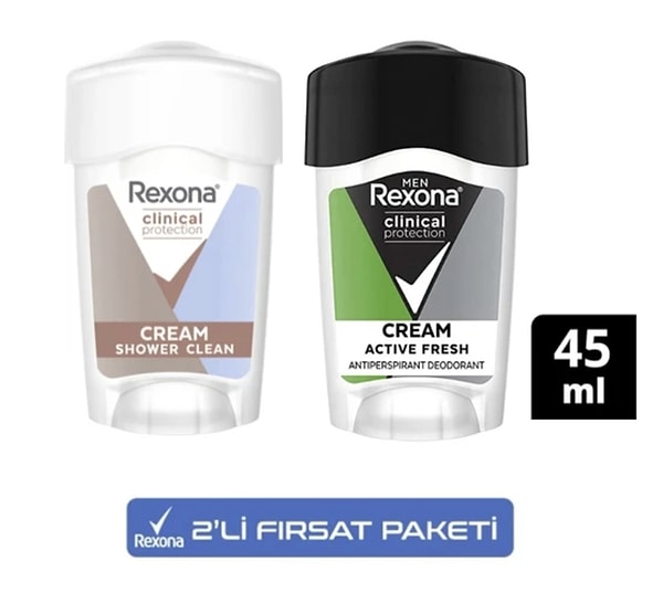 1. Rexona Clinical Protection Kadın Stick Deodorant 45 ml + Erkek Stick Deodorant 45 ml