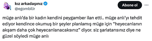 Yayında kendisini peygamber ilan eden kadın kamuoyunda tepkilere neden oldu: "Müge Anlı ne güzel söyledi, şarlatan!"