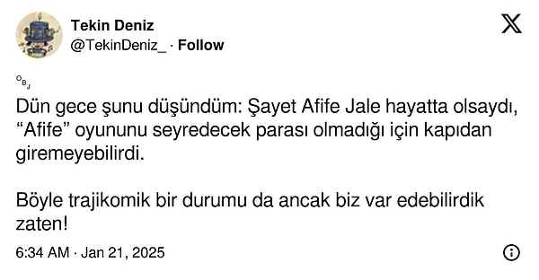 Paylaşımı yapan Tekin Deniz üzücü bir not iliştirdi.